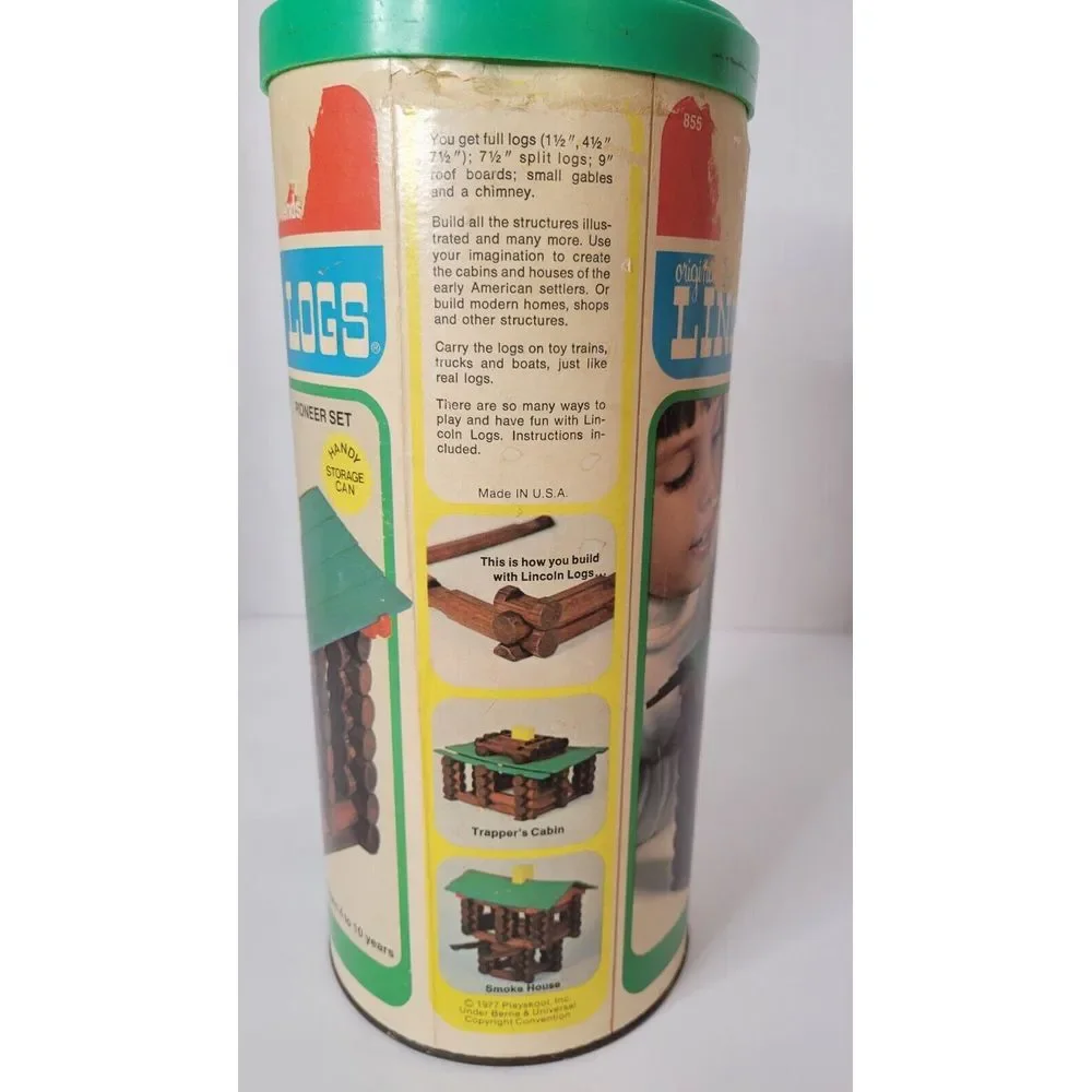 PLAYSKOOL LINCOLN LOGS 1977 Vintage Pioneer Set‎ Storage Tin Only No Blocks